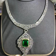 Load image into Gallery viewer, Luxury 10 Carat Emerald Cut Lab Made Green Emerald Necklace - 9K, 14K, 18K Solid Gold and 950 Platinum