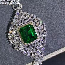 Load image into Gallery viewer, Luxury 10 Carat Emerald Cut Lab Made Green Emerald Necklace - 9K, 14K, 18K Solid Gold and 950 Platinum