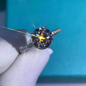 2 Carat Round Cut Moissanite Ring Double Hidden Halo Bead-set VVS K-M Colorless