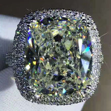 Load image into Gallery viewer, 10 Carat K-M Colorless Cushion Double Edge Halo Pave Wrap Simulated Sapphire Ring