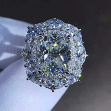 Load image into Gallery viewer, 5 Carat Cushion Cut Moissanite Ring G-H Colorless Double Halo Pave