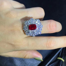 Load image into Gallery viewer, 2.3 Carat Cushion Cut Triple Halo Red Lab Ruby - 9K, 14K, 18K Solid Gold and 950 Platinum