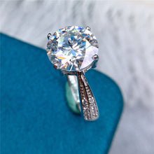 Load image into Gallery viewer, 4 Carat D Bead set 4 Prong Round Cut Certified VVS Moissanite Ring