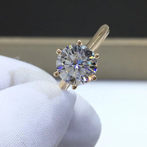 1 Carat D Color Round 6 Prong Crown Solitaire Pinched Shank Moissanite Ring