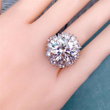 Load image into Gallery viewer, 8 Carat Round Cut Moissanite Ring Snowflake Certified VVS D Color