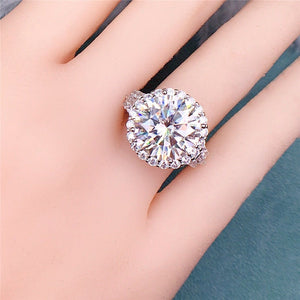 8 Carat Round Cut Moissanite Ring Christopher Halo French Pave Certified VVS D Color