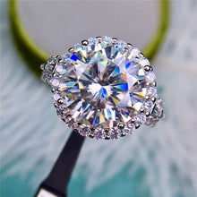 Load image into Gallery viewer, 8 Carat Round Cut Moissanite Ring Christopher Halo French Pave Certified VVS D Color