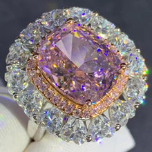Load image into Gallery viewer, 6 Carat Pink Cushion Cut Two-tone Double Halo VVS Moissanite Ring