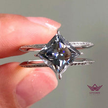 Load image into Gallery viewer, Kite Cut Halo Beadset Moissanite Ring Gray Color