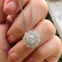 Load image into Gallery viewer, 8 CTW Round Cut Sunflower Halo VVS Moissanite Necklace D Color