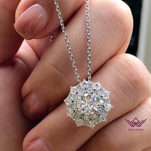 Load image into Gallery viewer, 8 CTW Round Cut Sunflower Halo VVS Moissanite Necklace D Color
