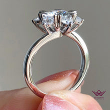 Load image into Gallery viewer, 4 Carat Round Cut Halo Starburst Bypass Shank Moissanite Ring D Color