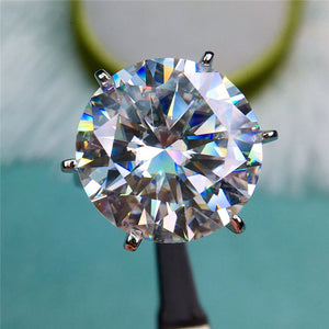 14 Carat Round Cut Moissanite Ring 6 Prong Cathedral Shank Certified VVS D Color