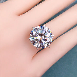 14 Carat Round Cut Moissanite Ring 6 Prong Cathedral Shank Certified VVS D Color