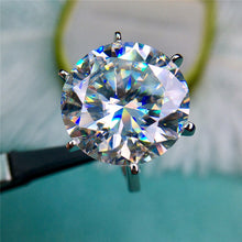 Load image into Gallery viewer, 14 Carat D Color Round Cut 6 Prong Cathedral Shank Certified VVS Moissanite Ring