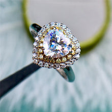 Load image into Gallery viewer, 1 Carat D Colorless Heart cut Double Halo VVS Certified Moissanite Ring