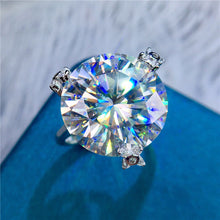 Load image into Gallery viewer, 13 Carat D Color Round Cut 3 Prong Plain Shank Certified VVS Moissanite Ring