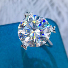 Load image into Gallery viewer, 13 Carat Round Cut Moissanite Ring 3 Prong Plain Shank Certified VVS D Color