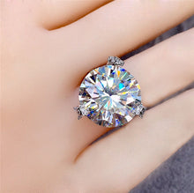 Load image into Gallery viewer, 13 Carat Round Cut Moissanite Ring 3 Prong Plain Shank Certified VVS D Color