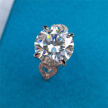 Load image into Gallery viewer, 5 Carat D Color Round Cut Heart Shank French Pave Certified VVS Moissanite Ring