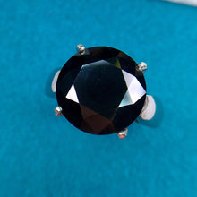 Load image into Gallery viewer, 6 Carat Black Round Cut 4 Prong Solitaire Certified VVS Moissanite Ring
