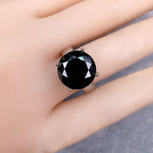 Load image into Gallery viewer, 5 Carat Black Color Solitaire Round Cut Certified VVS Moissanite Ring