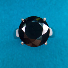 Load image into Gallery viewer, 6 Carat Black Round Cut 4 Prong Solitaire Certified VVS Moissanite Ring
