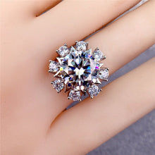 Load image into Gallery viewer, 5 Carat D Color Round Cut Snowflake Starburst Certified VVS Moissanite Ring