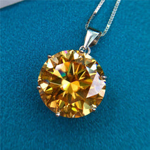Load image into Gallery viewer, 10 Carat Yellow Round Cut Solitaire Certified VVS Moissanite Necklace