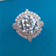Load image into Gallery viewer, 4 Carat Round Cut Moissanite Ring Pave Double Halo Certified VVS D Color