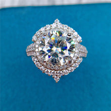 Load image into Gallery viewer, 4 Carat Round Cut Moissanite Ring Pave Double Halo Certified VVS D Color