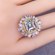 Load image into Gallery viewer, 5.5 Carat Asscher Cut Moissanite Ring Square Double Halo Star Burst Certified VVS D Color