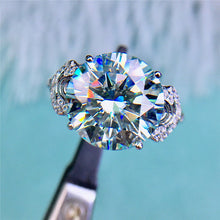 Load image into Gallery viewer, 5 Carat Round Cut Moissanite Ring Vintage Split Shank Side Stone Certified VVS D Color