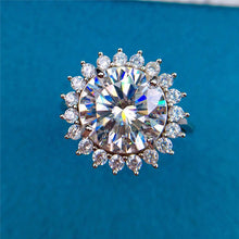 Load image into Gallery viewer, 5 Carat Round Cut Moissanite Ring Classic Sun Burst Certified VVS D Color