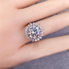 Load image into Gallery viewer, 5 Carat Round Cut Moissanite Ring Classic Sun Burst Certified VVS D Color