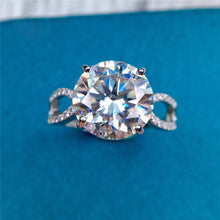 Load image into Gallery viewer, 5 Carat Round Cut Moissanite Ring 4 Prong Pinched Split Shank Certified VVS D Color