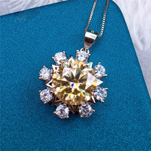 Load image into Gallery viewer, 5 Carat Yellow Round Cut Snowflake Pendant Certified VVS Moissanite Necklace