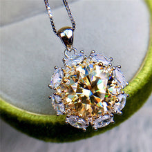 Load image into Gallery viewer, 5 Carat Yellow Round Cut Snowflake Two-tone Certified VVS Moissanite Necklace