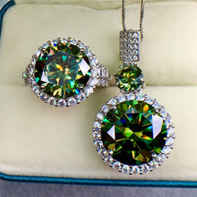 Load image into Gallery viewer, 6 Carat Green Round Cut Two Stones Halo Certified VVS Moissanite Necklace