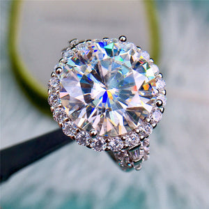 8 Carat Round Cut Moissanite Ring Christopher Halo French Pave Certified VVS D Color