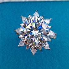 Load image into Gallery viewer, 8 Carat Round Cut Moissanite Ring Starburst Certified VVS D Color