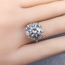 Load image into Gallery viewer, 4 Carat Round Moissanite Ring Octagon Halo Vintage Plain Shank Certified VVS D Color