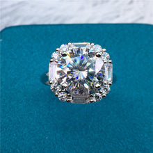 Load image into Gallery viewer, 4 Carat Round Cut Octagon Halo Vintage Plain Shank Certified VVS Moissanite Ring