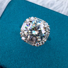 Load image into Gallery viewer, 4 Carat Round Moissanite Ring Octagon Halo Vintage Plain Shank Certified VVS D Color