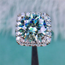 Load image into Gallery viewer, 5 Carat Round Cut Square Halo Starburst Certified VVS D Color
