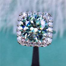 Load image into Gallery viewer, 5 Carat Round Cut Square Halo Starburst Certified VVS D Color