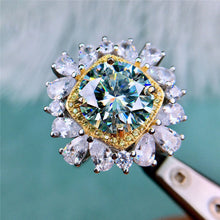 Load image into Gallery viewer, 5.5 Carat Asscher Cut Moissanite Ring Square Double Halo Star Burst Certified VVS D Color