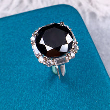 Load image into Gallery viewer, 5 Carat Black Round Cut Subtle Halo Plain Shank Certified VVS Moissanite Ring
