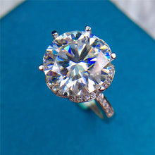 Load image into Gallery viewer, 5 Carat Round Cut Moissanite Ring 6 Prong Subtle Halo Certified VVS D Color