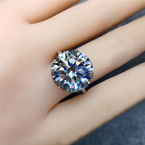 10 Carat Round Cut Moissanite Ring 4 Prong Solitaire Cathedral Palin Shank D Color